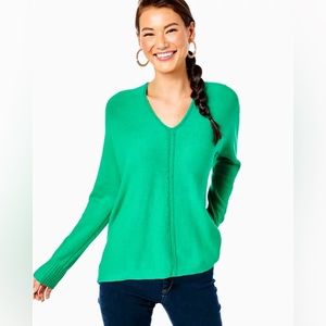 Lilly Pulitzer Sevie Sweater Bright Green Women’s Size XL Metallic Accent